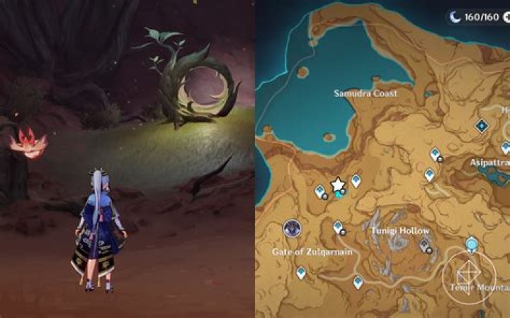 Fravashi Tree 4 location underground in the Girdle of Sands of Genshin Impact.