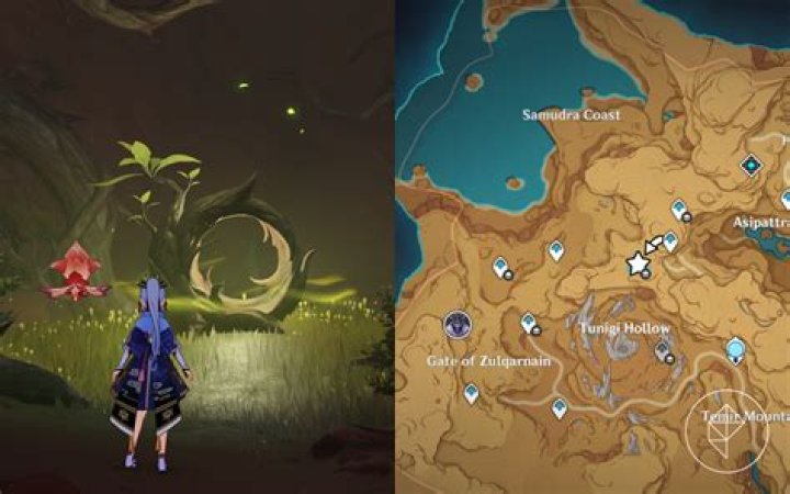 Fravashi Tree location underground in the Girdle of Sands of Genshin Impact