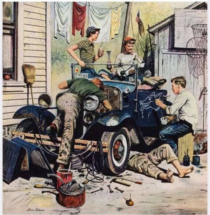 Jeri Ellsworth working on jalopy car