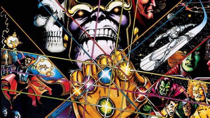 Thanos and other Marvel characters on the Cover of Infinity Gauntlet #1, Marvel Comics, 1991.
